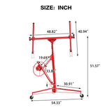 16 FT Drywall Lift Panel Hoist Jack Lifter with Caster Wheels and Telescopic Arm - Red - Fab Heavy Parts