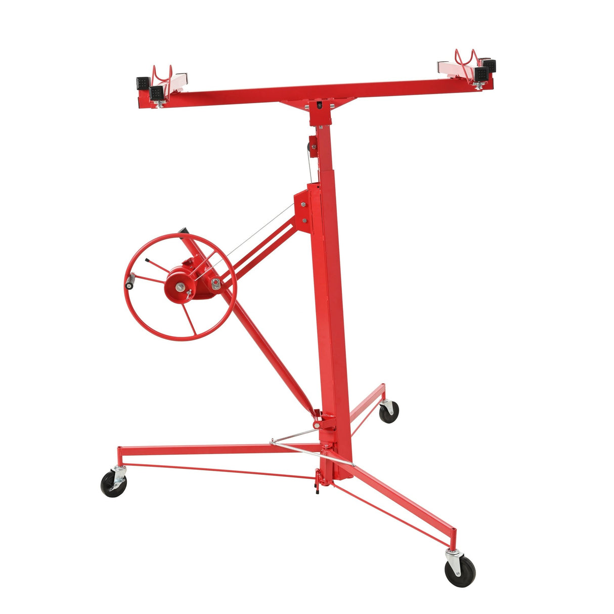16 FT Drywall Lift Panel Hoist Jack Lifter with Caster Wheels and Telescopic Arm - Red - Fab Heavy Parts