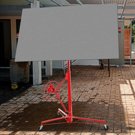 16 FT Drywall Lift Panel Hoist Jack Lifter with Caster Wheels and Telescopic Arm - Red - Fab Heavy Parts