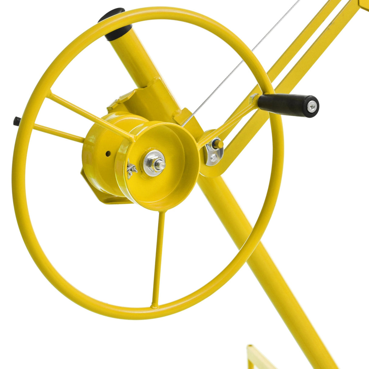 16 FT Drywall Lift Panel Rolling Hoist Jack Lifter Sheetrock Drywall Lifting Construction Tools Caster Wheel with Adjustable Telescopic Arm - Yellow - Fab Heavy Parts