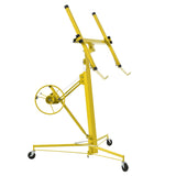 16 FT Drywall Lift Panel Rolling Hoist Jack Lifter Sheetrock Drywall Lifting Construction Tools Caster Wheel with Adjustable Telescopic Arm - Yellow - Fab Heavy Parts