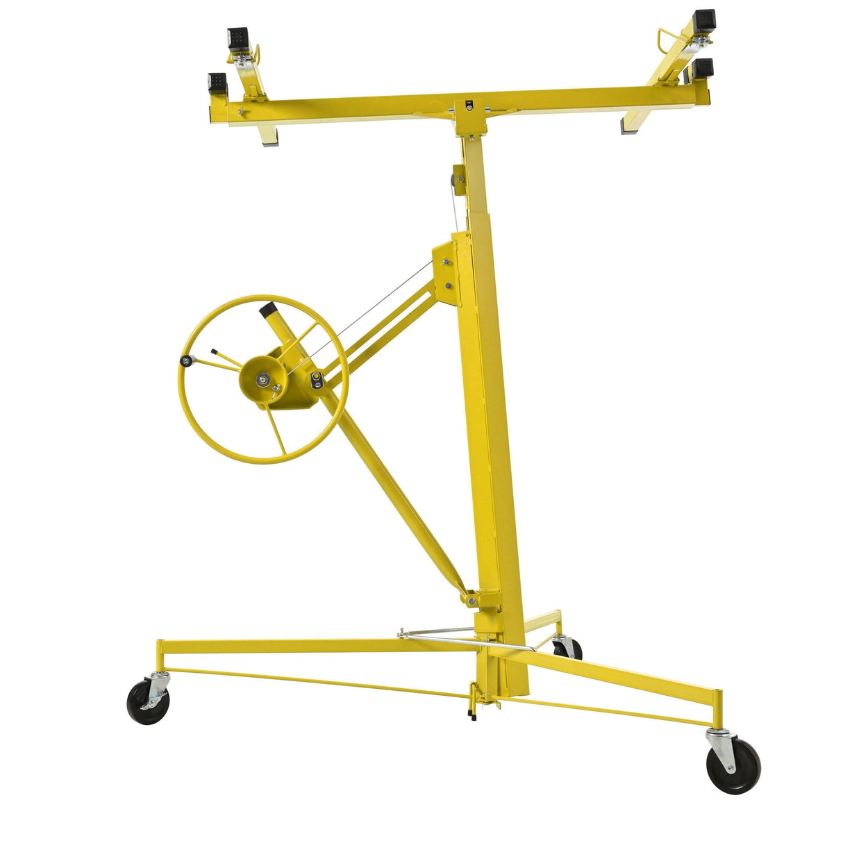 16 FT Drywall Lift Panel Rolling Hoist Jack Lifter Sheetrock Drywall Lifting Construction Tools Caster Wheel with Adjustable Telescopic Arm - Yellow - Fab Heavy Parts