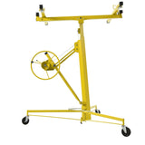 16 FT Drywall Lift Panel Rolling Hoist Jack Lifter Sheetrock Drywall Lifting Construction Tools Caster Wheel with Adjustable Telescopic Arm - Yellow - Fab Heavy Parts