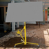 16 FT Drywall Lift Panel Rolling Hoist Jack Lifter Sheetrock Drywall Lifting Construction Tools Caster Wheel with Adjustable Telescopic Arm - Yellow - Fab Heavy Parts