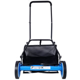 16 - Inch 5 - Blade Push Reel Lawn Mower with Grass Catcher 4 Wheels Blue - Fab Heavy Parts