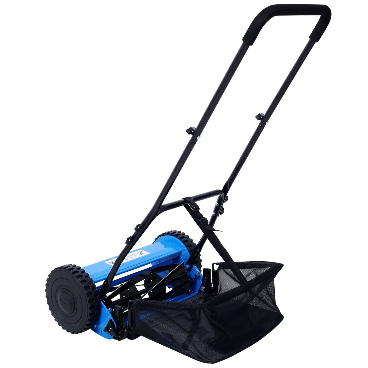 16 - Inch 5 - Blade Push Reel Lawn Mower with Grass Catcher Blue - Fab Heavy Parts