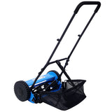 16 - Inch 5 - Blade Push Reel Lawn Mower with Grass Catcher Blue - Fab Heavy Parts