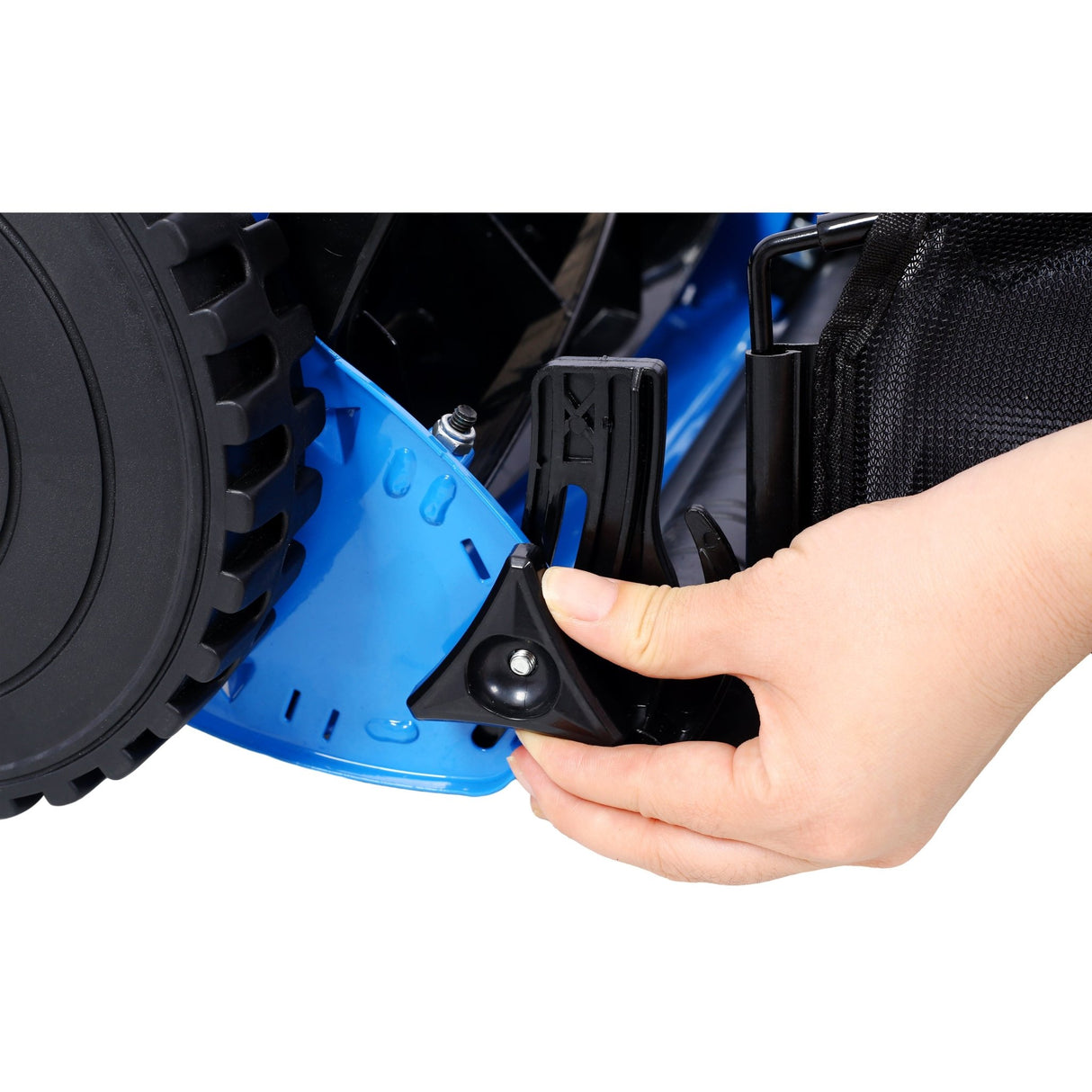 16 - Inch 5 - Blade Push Reel Lawn Mower with Grass Catcher Blue - Fab Heavy Parts