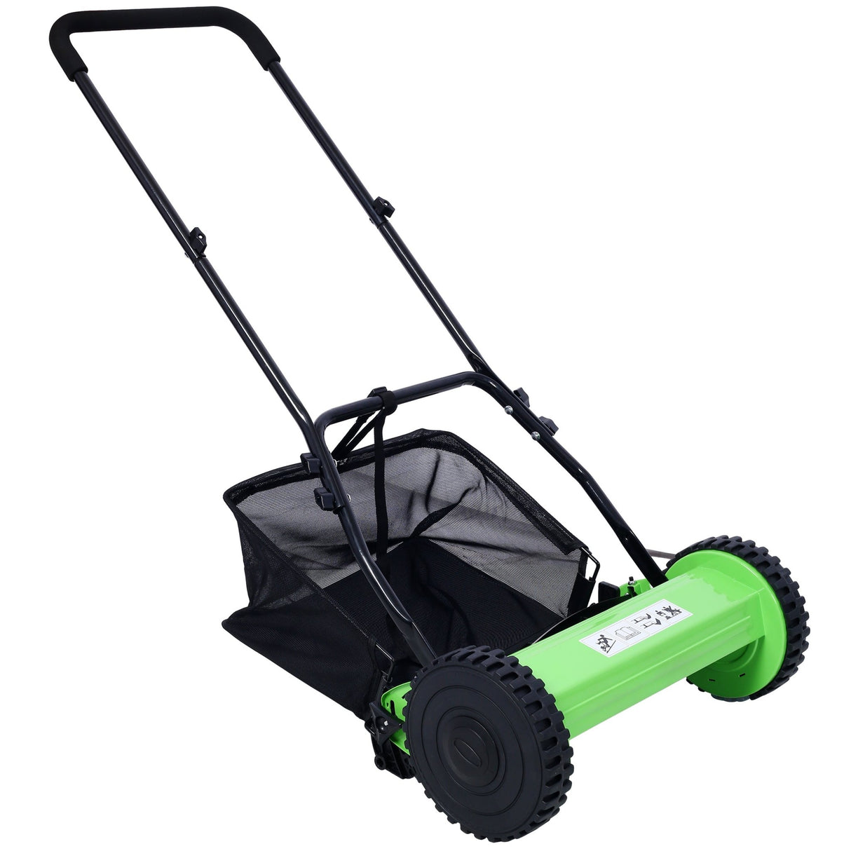 16 - Inch 5 - Blade Push Reel Lawn Mower with Grass Catcher Green - Fab Heavy Parts