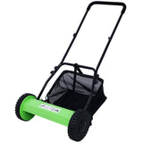 16 - Inch 5 - Blade Push Reel Lawn Mower with Grass Catcher Green - Fab Heavy Parts