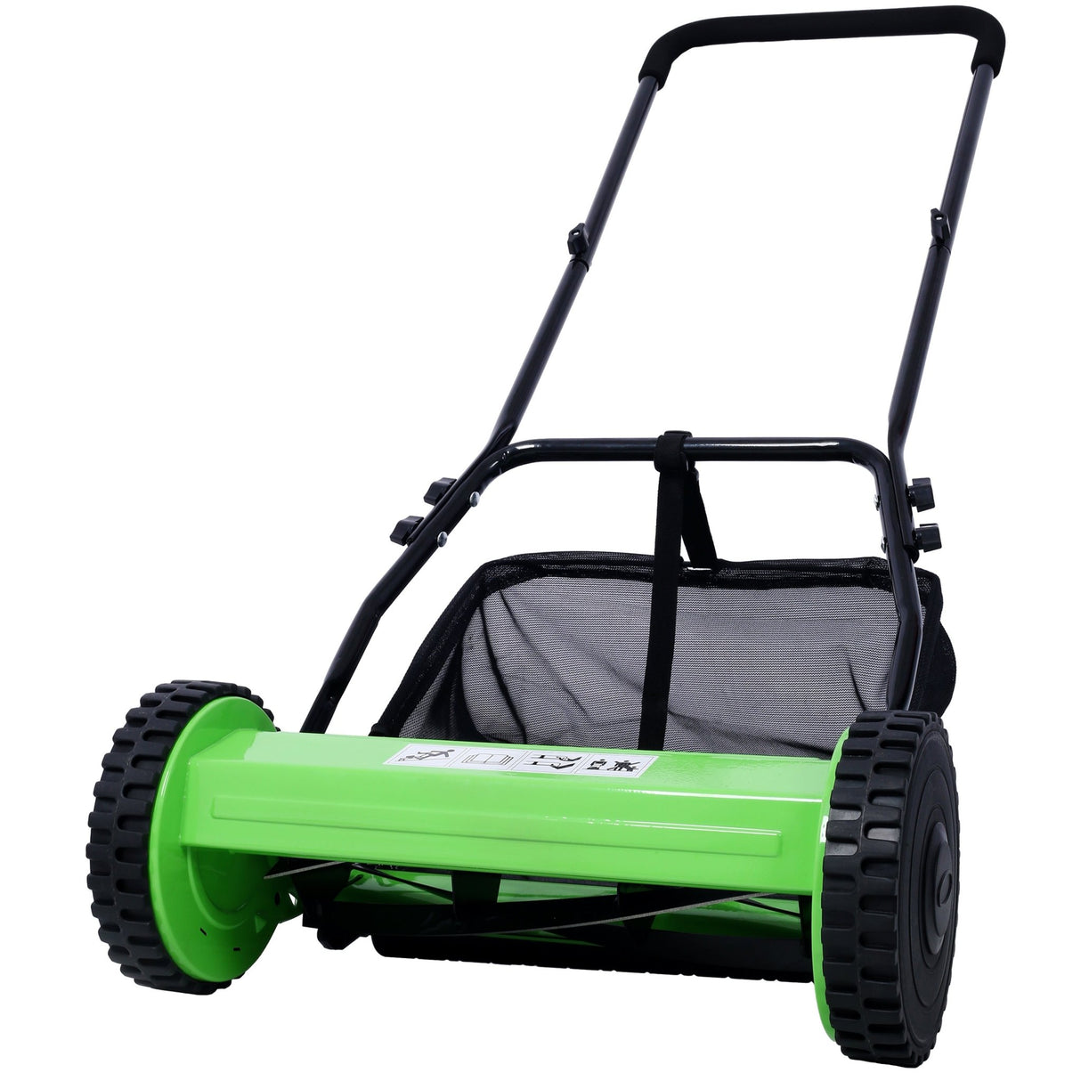 16 - Inch 5 - Blade Push Reel Lawn Mower with Grass Catcher Green - Fab Heavy Parts