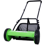16 - Inch 5 - Blade Push Reel Lawn Mower with Grass Catcher Green - Fab Heavy Parts