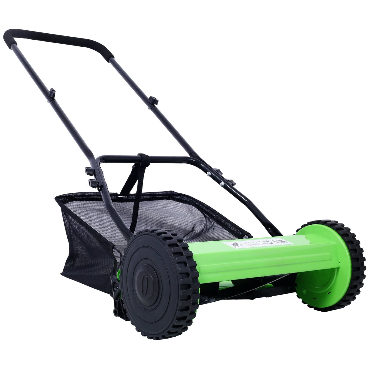 16 - Inch 5 - Blade Push Reel Lawn Mower with Grass Catcher Green - Fab Heavy Parts