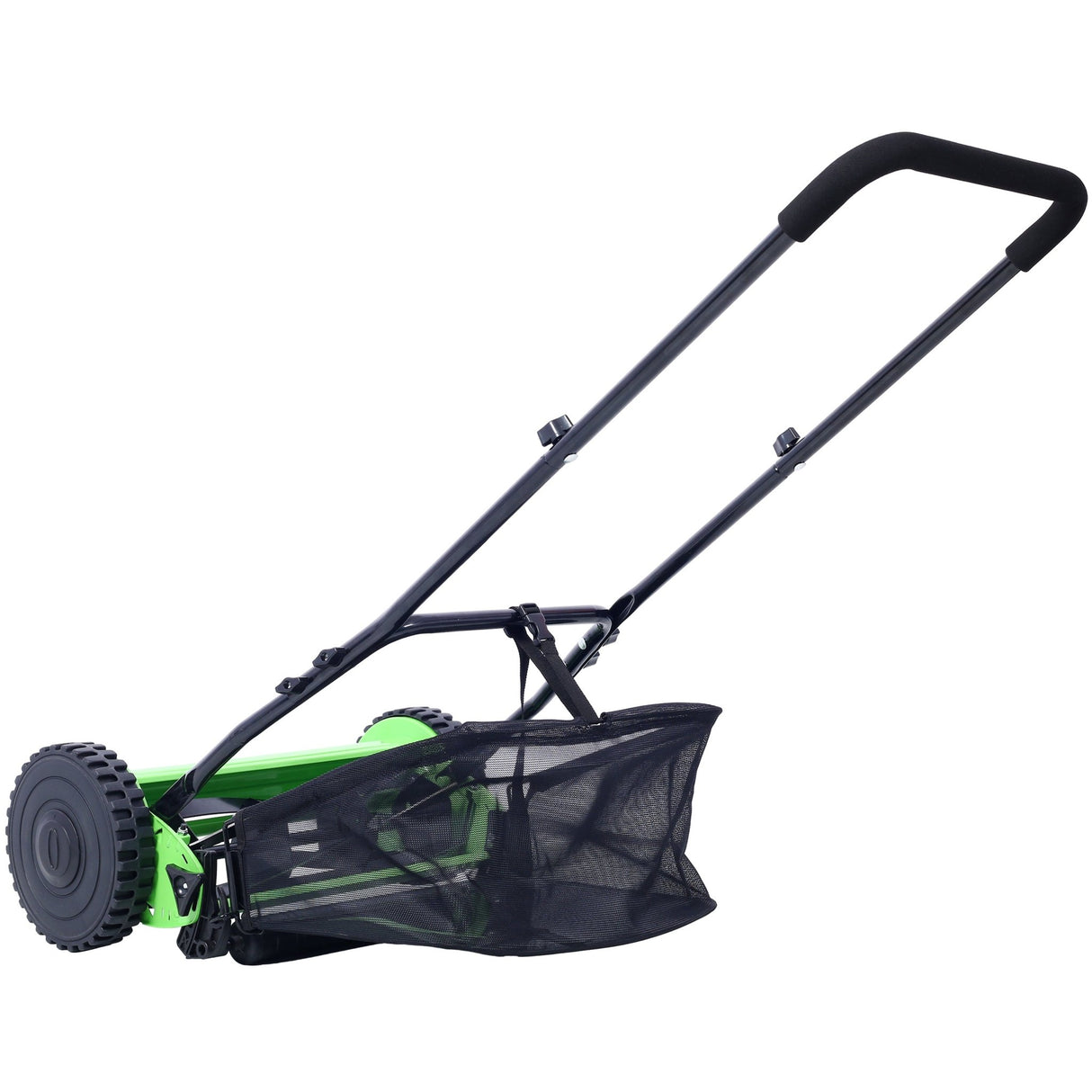 16 - Inch 5 - Blade Push Reel Lawn Mower with Grass Catcher Green - Fab Heavy Parts