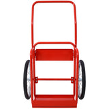 Large Dual Oxygen Tank Cart Dolly with Double Cylinder 20" Pneumatic Wheels Two Fastening Belts--Red