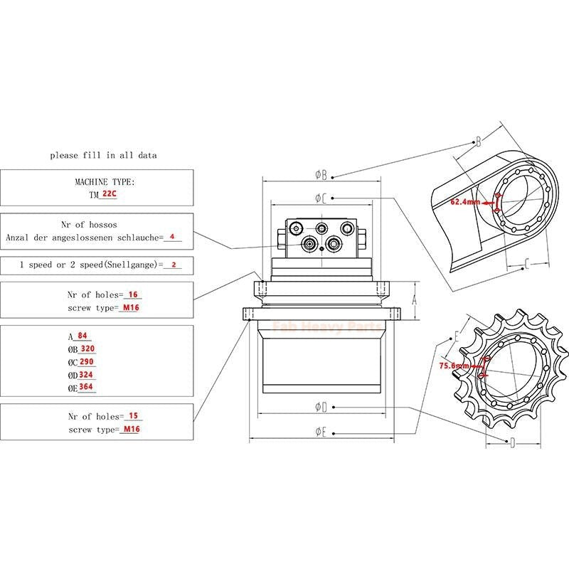 Travel Motor Assembly Final Drive 114-8222 1148222 151-9688 1519688 Fits for Caterpillar CAT Excavator 312 312C 312B