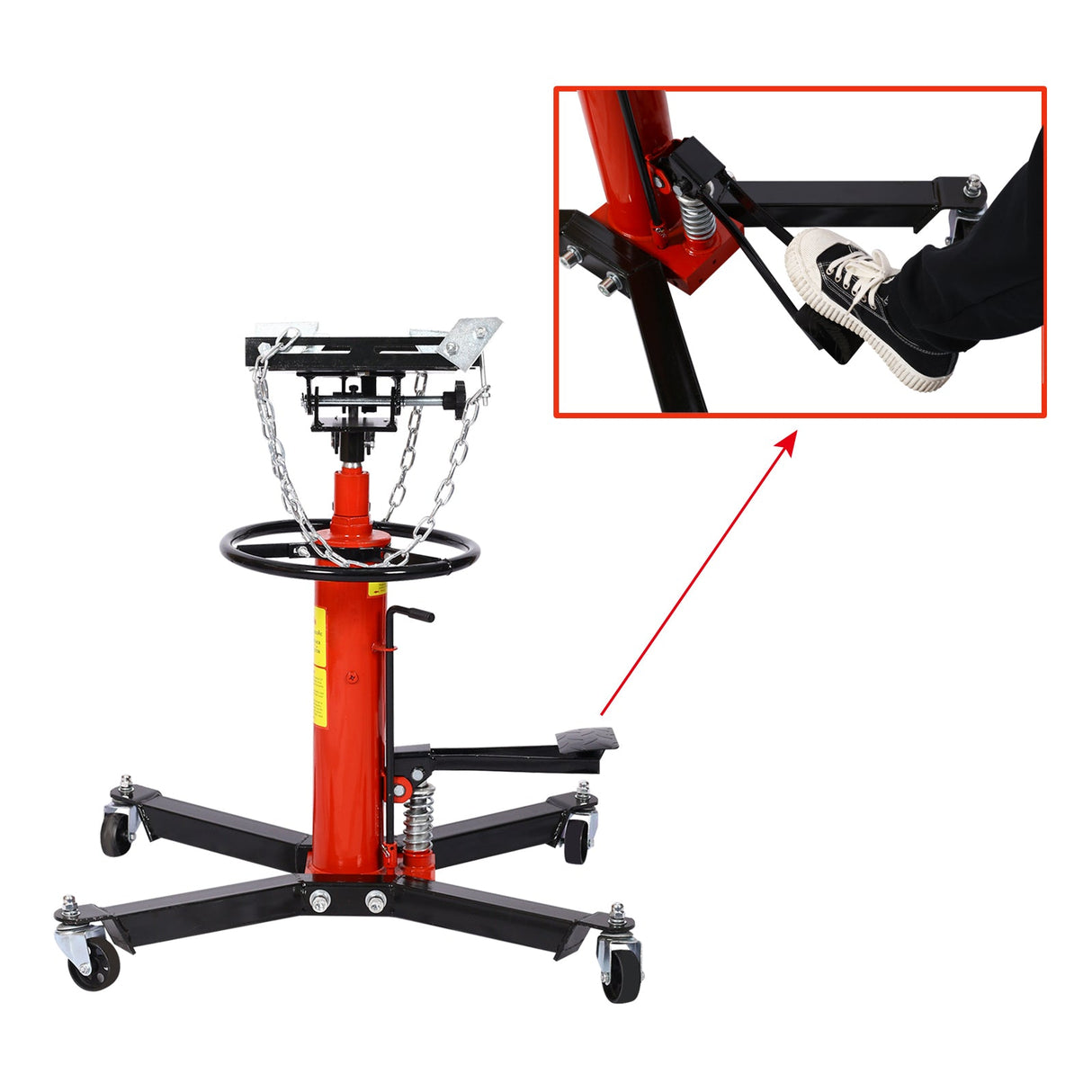 1660lbs Hydraulic Transmission Jack 2 Stage w/ 360° for Car Lift 0.75 Ton - Fab Heavy Parts