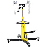 1660lbs Transmission Jacks Quick Lift Dual Spring Hydraulic Transmission 2 Stage w/ 360° - Yellow - Fab Heavy Parts