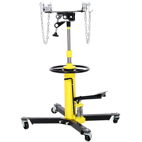 1660lbs Transmission Jacks Quick Lift Dual Spring Hydraulic Transmission 2 Stage w/ 360° - Yellow - Fab Heavy Parts