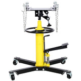 1660lbs Transmission Jacks Quick Lift Dual Spring Hydraulic Transmission 2 Stage w/ 360° - Yellow - Fab Heavy Parts
