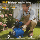 1.6HP Shallow Well Pump with Pressure Tank Automatic Booster Pump - Blue - Fab Heavy Parts