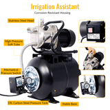 1.6HP Shallow Well Pump with Pressure Tank Garden Water Pump Irrigation Pump Automatic Stainless Steel Head - Fab Heavy Parts