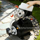 1.6HP Shallow Well Pump with Pressure Tank Garden Water Pump Irrigation Pump Automatic Stainless Steel Head - Fab Heavy Parts