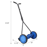16in Push Lawn Mower Push Reel Lawn Mower - Blue - Fab Heavy Parts