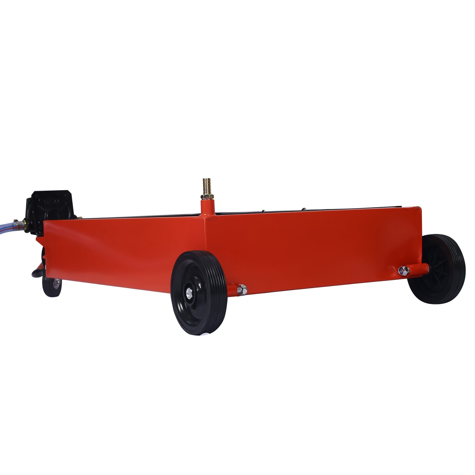 17 - Gallon Low - Profile Oil Drain Pan with Manual Pump - Red - Fab Heavy Parts