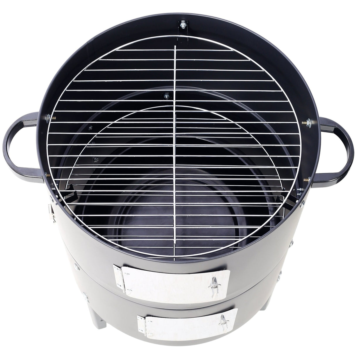 17 Inch Steel Charcoal Smoker Heavy Duty Round BBQ Grill - Black - Fab Heavy Parts