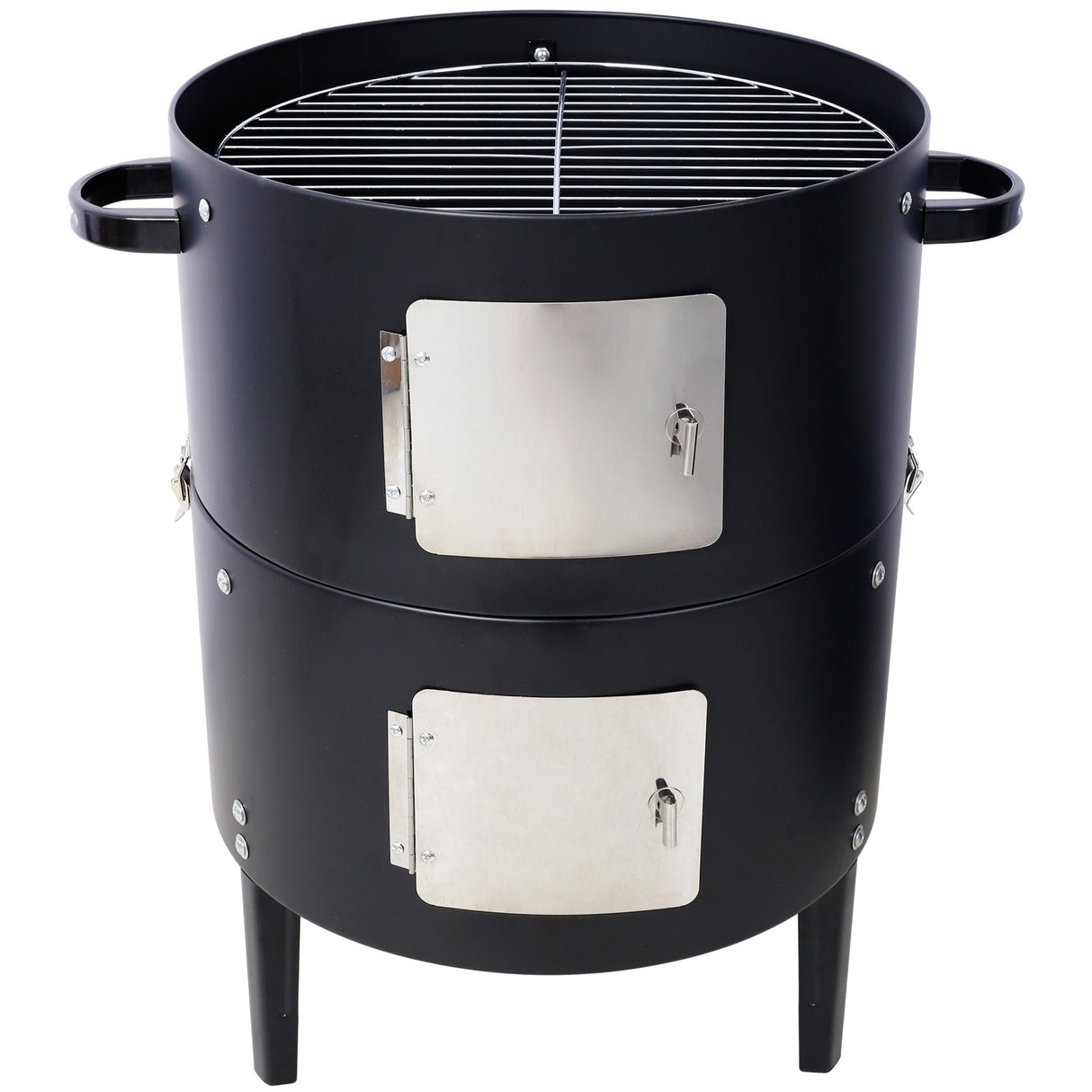 17 Inch Steel Charcoal Smoker Heavy Duty Round BBQ Grill - Black - Fab Heavy Parts