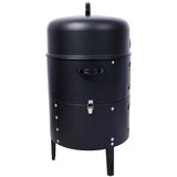 17 Inch Steel Charcoal Smoker Heavy Duty Round BBQ Grill - Black - Fab Heavy Parts