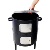 17 Inch Steel Charcoal Smoker Heavy Duty Round BBQ Grill - Black - Fab Heavy Parts