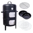 17 Inch Steel Charcoal Smoker Heavy Duty Round BBQ Grill - Black - Fab Heavy Parts