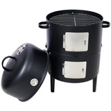 17 Inch Steel Charcoal Smoker Heavy Duty Round BBQ Grill - Black - Fab Heavy Parts