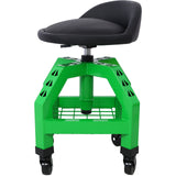 Pneumatic 360 Degree Swivel Stool Rolling Creeper Seat Heavy Duty with Casters 300 lbs Capacity--Green