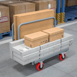 Steel Panel Truck Heavy Duty Drywall Lumber Cart Platform Flat 2000lbs 6" Swivel Brake Casters with 1 Front and 2 Side Handrails 36''x24''--Grey