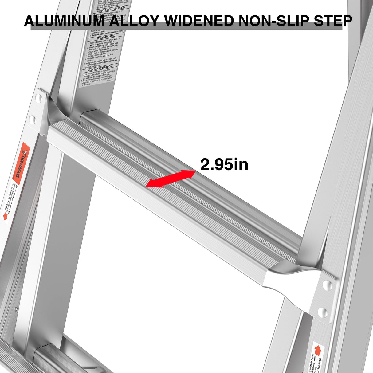 17ft Multi - Position Foldable Aluminum Ladder A - Frame and Straight Ladder ANSI 250lbs - Grey - Fab Heavy Parts