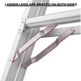 17ft Multi - Position Foldable Aluminum Ladder A - Frame and Straight Ladder ANSI 250lbs - Grey - Fab Heavy Parts