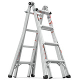 17ft Multi - Position Foldable Aluminum Ladder A - Frame and Straight Ladder ANSI 250lbs - Grey - Fab Heavy Parts