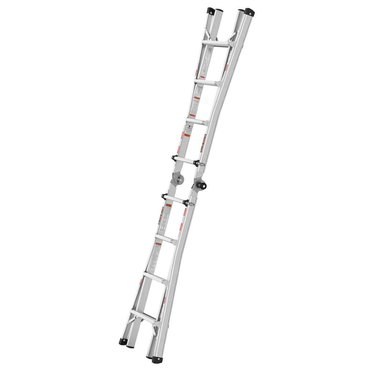 17ft Multi - Position Foldable Aluminum Ladder A - Frame and Straight Ladder ANSI 250lbs - Grey - Fab Heavy Parts