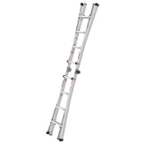 17ft Multi - Position Foldable Aluminum Ladder A - Frame and Straight Ladder ANSI 250lbs - Grey - Fab Heavy Parts