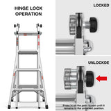 17ft Multi - Position Foldable Aluminum Ladder A - Frame and Straight Ladder ANSI 250lbs - Grey - Fab Heavy Parts