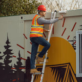 17ft Multi - Position Foldable Aluminum Ladder A - Frame and Straight Ladder ANSI 250lbs - Grey - Fab Heavy Parts