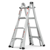 17ft Multi - Position Foldable Aluminum Ladder A - Frame and Straight Ladder ANSI 250lbs - Grey - Fab Heavy Parts