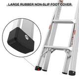 17ft Multi - Position Foldable Aluminum Ladder A - Frame and Straight Ladder ANSI 250lbs - Grey - Fab Heavy Parts