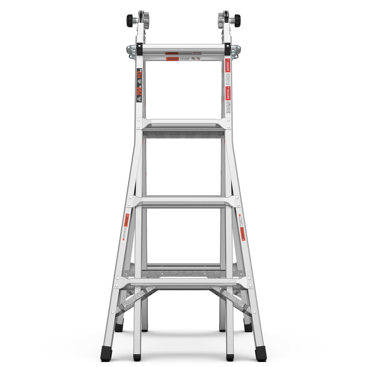 17ft Multi - Position Foldable Aluminum Ladder A - Frame and Straight Ladder ANSI 250lbs - Grey - Fab Heavy Parts