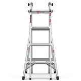 17ft Multi - Position Foldable Aluminum Ladder A - Frame and Straight Ladder ANSI 250lbs - Grey - Fab Heavy Parts
