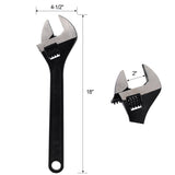 18 Inch Adjustable Wrench Drop Forged Carbon Steel Adjustable Spanner Wide Open Jaw Adjustable Wrench, Black Oxide Finish - Fab Heavy Parts