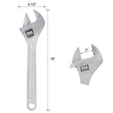 18 Inch Adjustable Wrench Drop Forged Carbon Steel Adjustable Spanner Wide Open Jaw Adjustable Wrench, Chrome Plated Polished Finish - Fab Heavy Parts